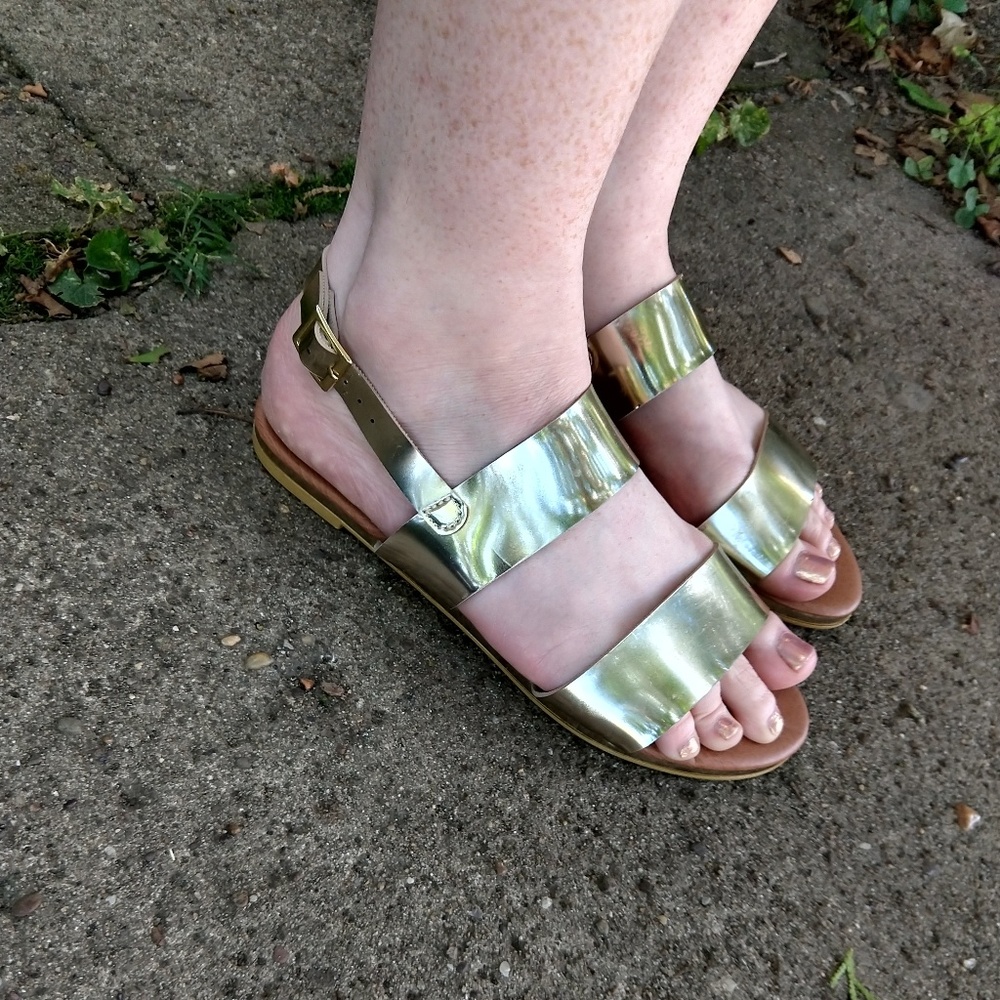 Simple Gold Sandals - Picture 3 of 6
